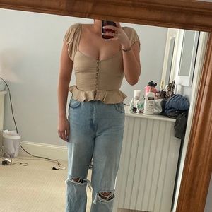 NUDE BUTTON UP SHIRT